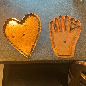 Vintage 1990’s Martha Stewart large Copper valentines cookie cutters.